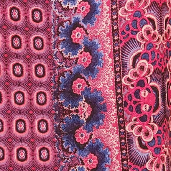 Belle by Kim Gravel Bohemian Border Print Blouse Fushia Size Large - Picture 3 of 6